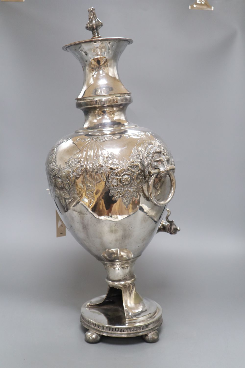 A plated hot water urn, height 60cm